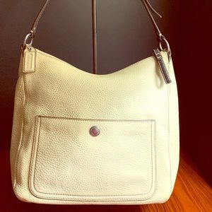 Beige pebbled leather Coach Handbag